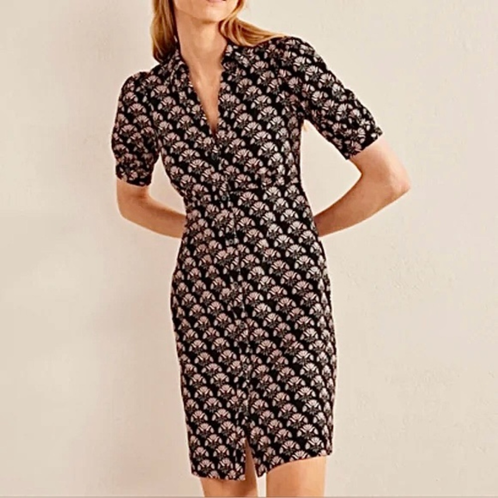 Boden Black Floral Print Sheath Dress